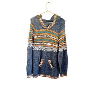 Handmade Artisan Charcoal Embroidered Hoodie Sweater Boho Festival
